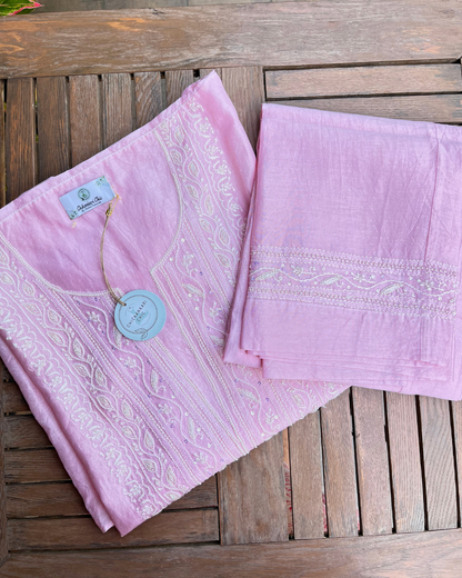 Pure Chanderi Thread And Pearl Work Co-ord Set