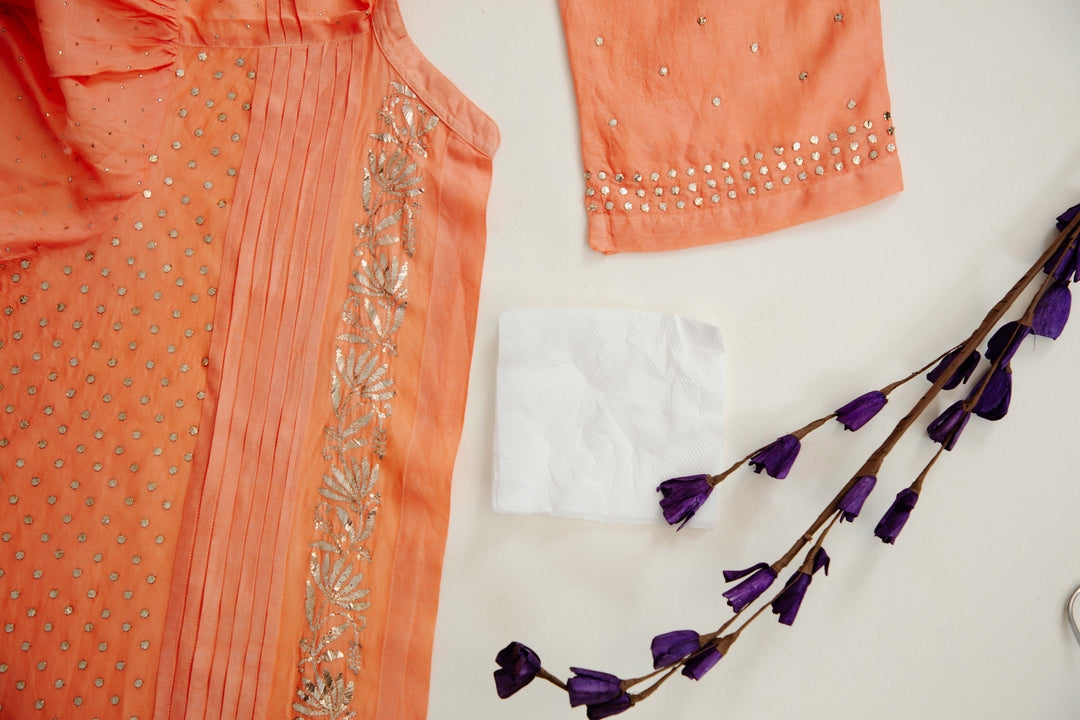 Pure Chanderi Silk Co-ord Set With Mukaish Work