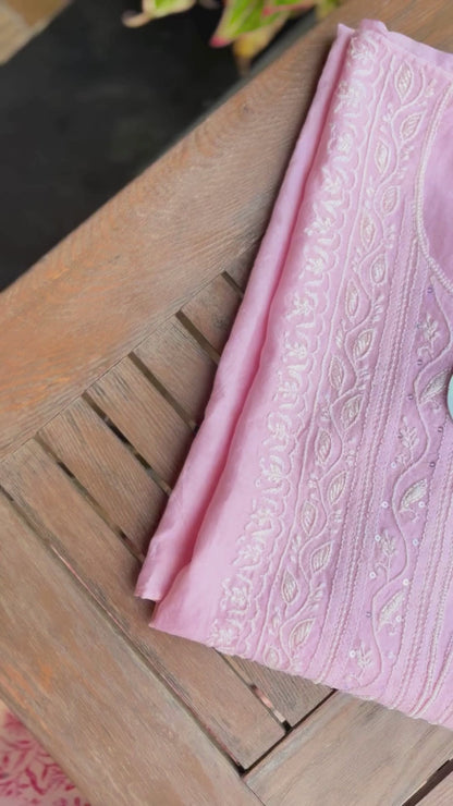 Pure Chanderi Thread And Pearl Work Co-ord Set